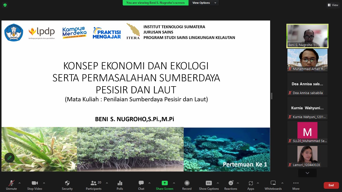 Read more about the article Program Studi Sains Lingkungan Kelautan (SLL) Jurusan Sains ITERA melaksanakan MBKM melalui kolaborasi dengan dosen praktisi mengajar